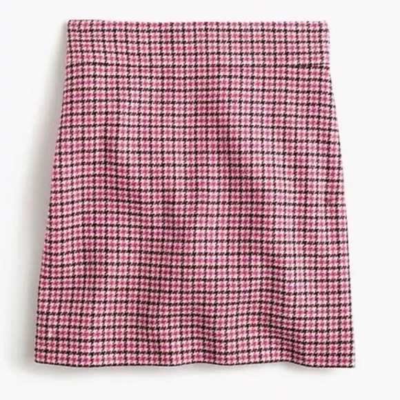 J Crew Pink Houndstooth Wool Skirt Size 4 - Picture 1 of 3